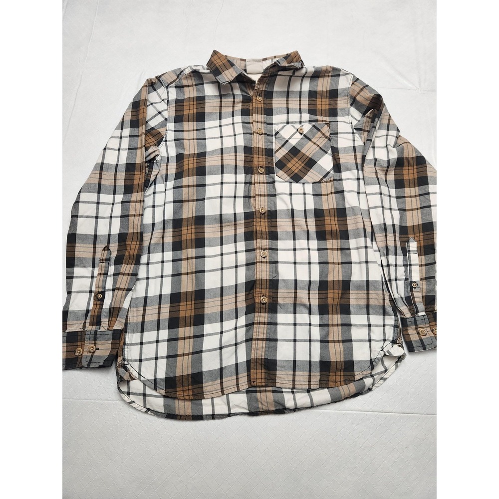 The North Face Shirt Mens Medium Brown Black Plaid Button Up Long Sleeve Casual